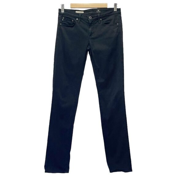 AG Adriano Goldschmied The Stevie Slim Straight Sateen Jeans in Black Size 27 - Picture 1 of 12